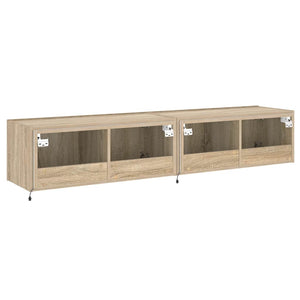 Έπιπλα Τοίχου Τηλ. με LED 2 Τεμ. Sonoma Δρυς 80x35x31 εκ. - Pakobazaar