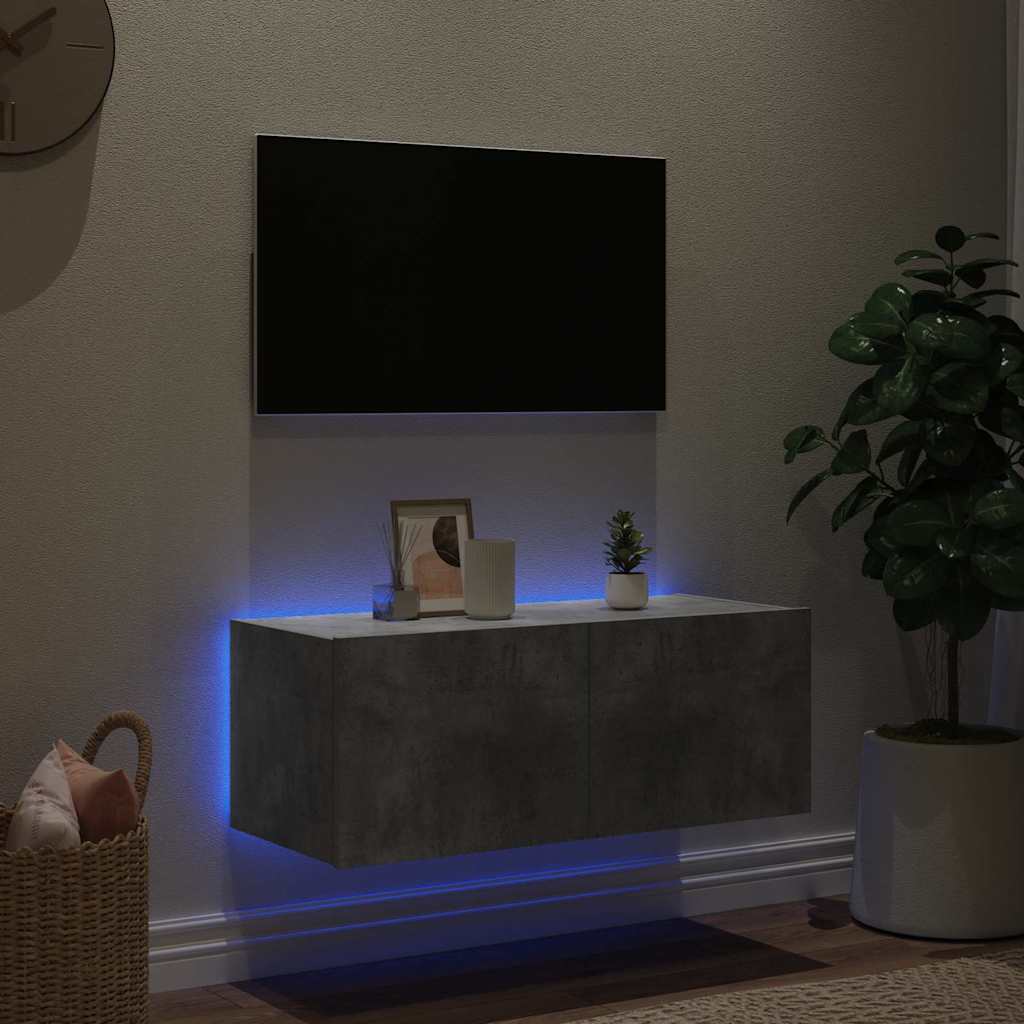 Έπιπλο Τηλεόρασης με LED Γκρι Σκυροδέματος 80x35x31 εκ. - Pakobazaar