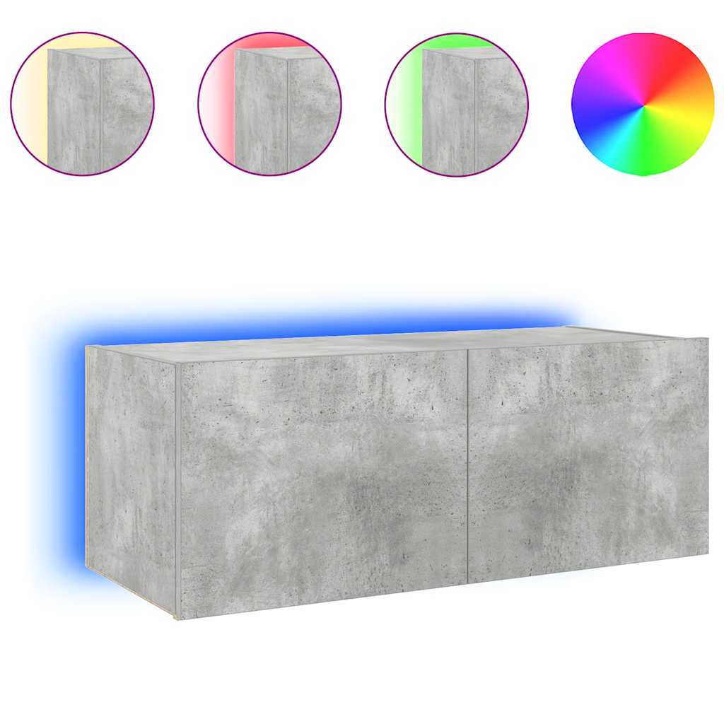 Έπιπλο Τηλεόρασης με LED Γκρι Σκυροδέματος 80x35x31 εκ. - Pakobazaar