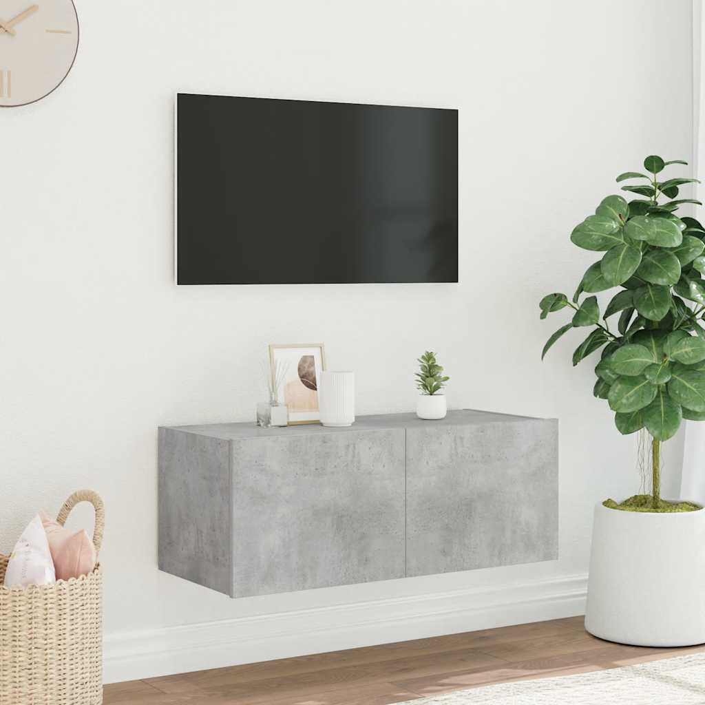 Έπιπλο Τηλεόρασης με LED Γκρι Σκυροδέματος 80x35x31 εκ. - Pakobazaar