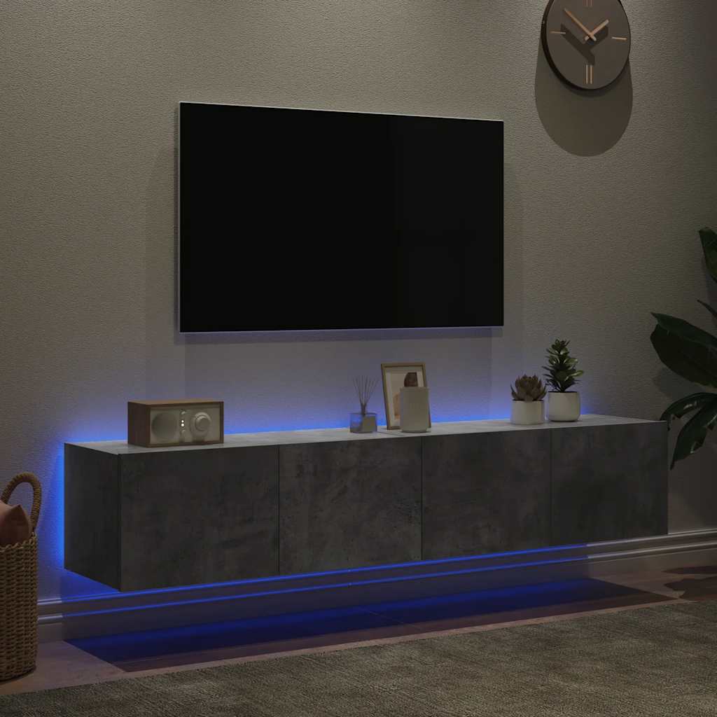 Έπιπλα Τηλεόρασης με LED 2 Τεμ Γκρι Σκυροδέματος 80x35x31 εκ. - Pakobazaar
