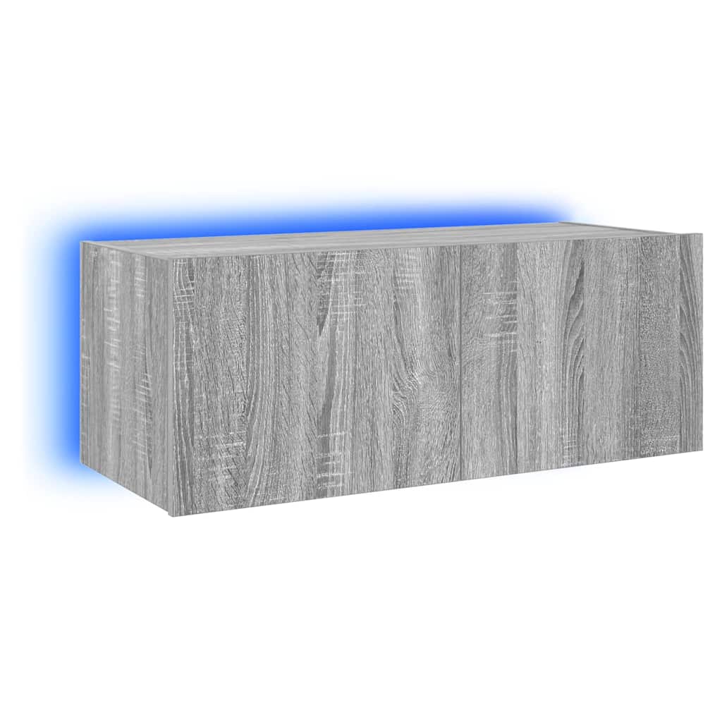 Έπιπλο Τοίχου Τηλεόρασης με LED Γκρι Sonoma 80x35x31 εκ. - Pakobazaar