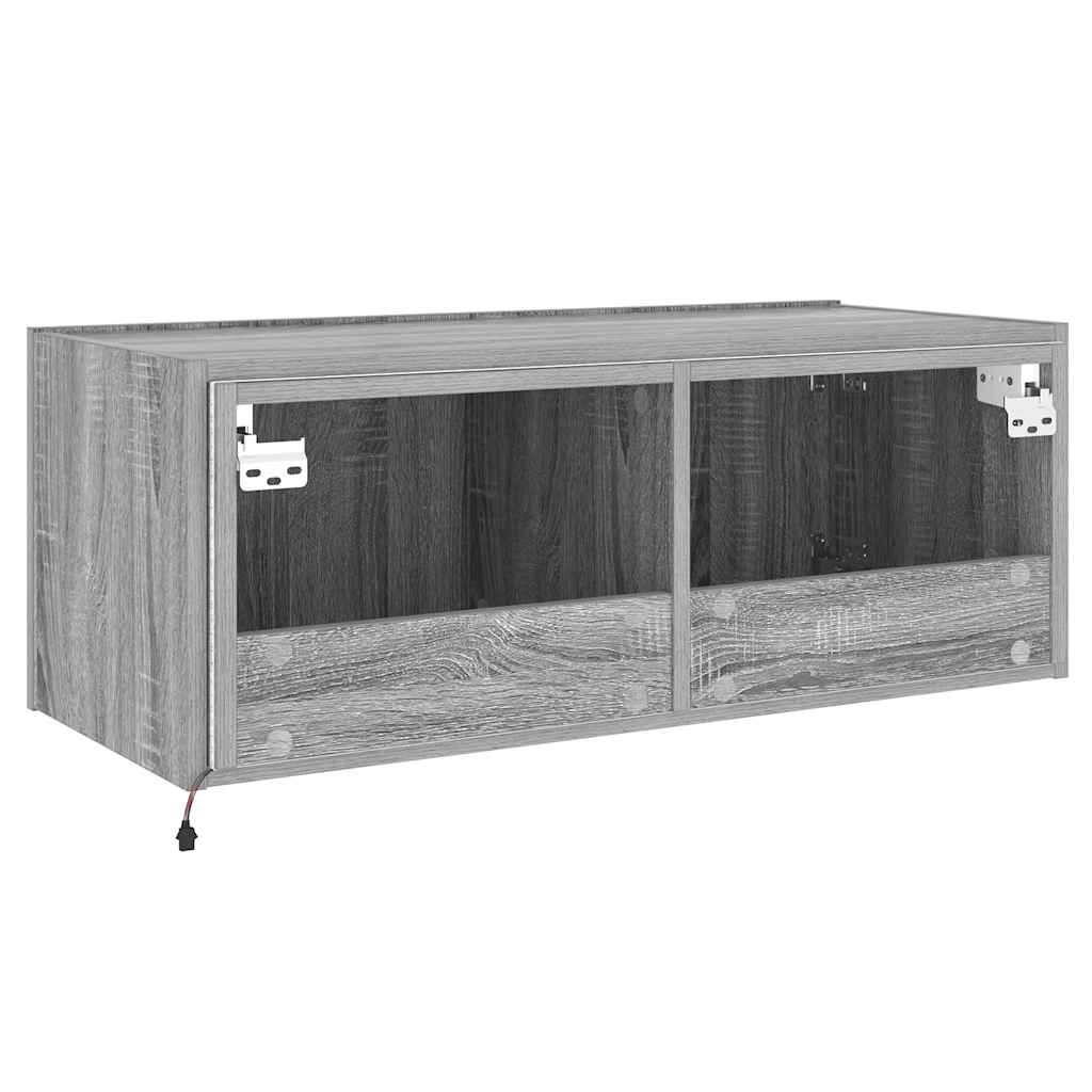 Έπιπλο Τοίχου Τηλεόρασης με LED Γκρι Sonoma 80x35x31 εκ. - Pakobazaar