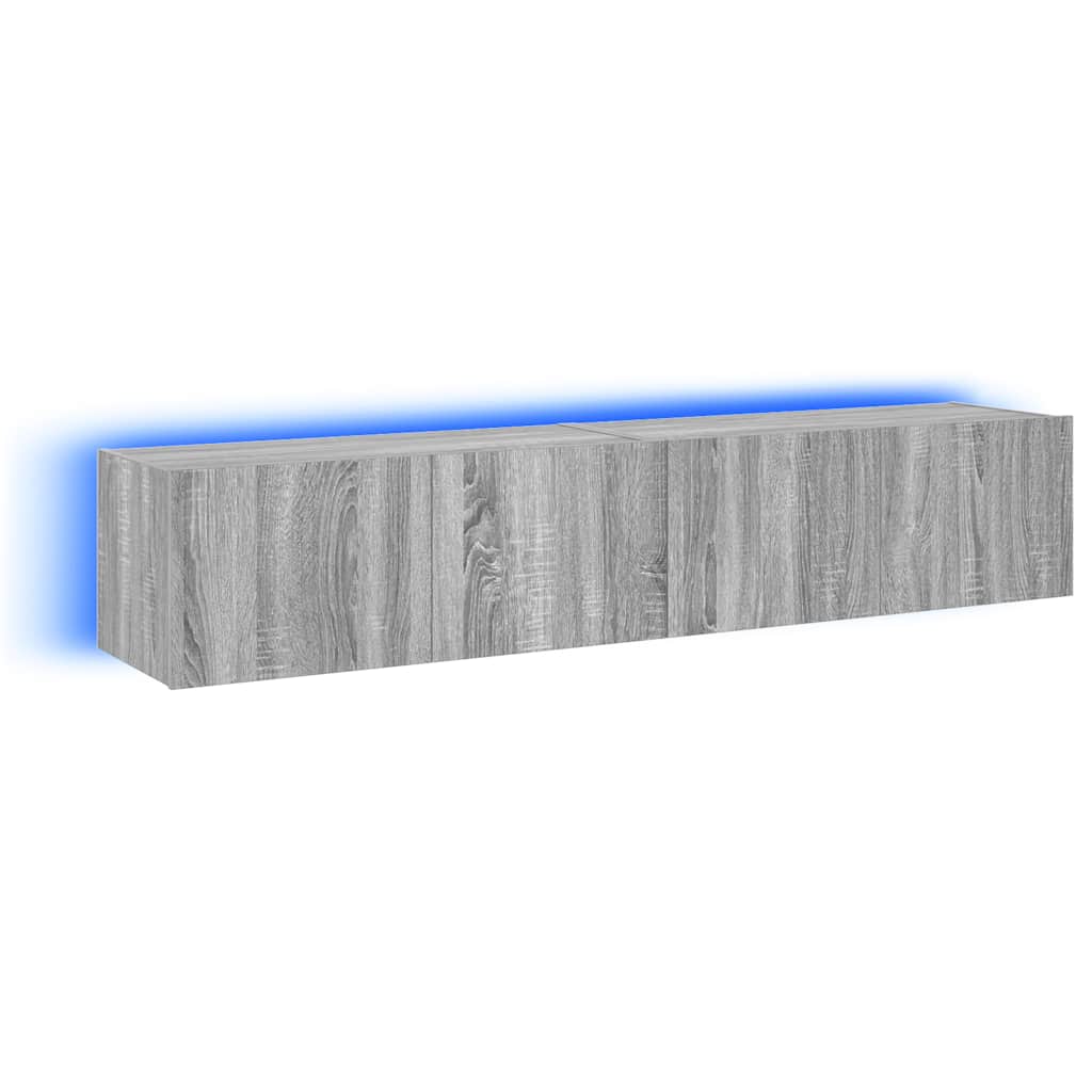 Έπιπλα Τοίχου Τηλ. με LED 2 Τεμ. Γκρι Sonoma 80x35x31 εκ. - Pakobazaar
