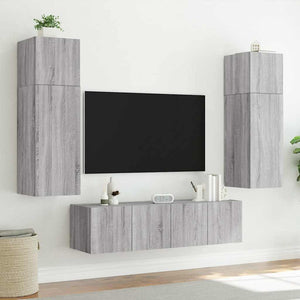 Έπιπλα Τοίχου Τηλ. με LED 2 Τεμ. Γκρι Sonoma 80x35x31 εκ. - Pakobazaar
