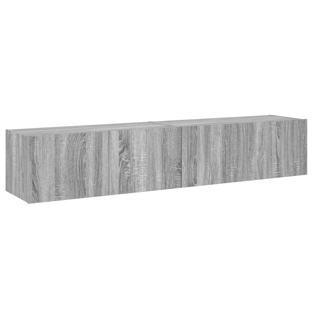 Έπιπλα Τοίχου Τηλ. με LED 2 Τεμ. Γκρι Sonoma 80x35x31 εκ. - Pakobazaar