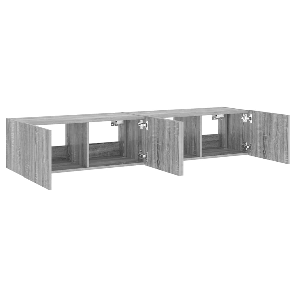 Έπιπλα Τοίχου Τηλ. με LED 2 Τεμ. Γκρι Sonoma 80x35x31 εκ. - Pakobazaar