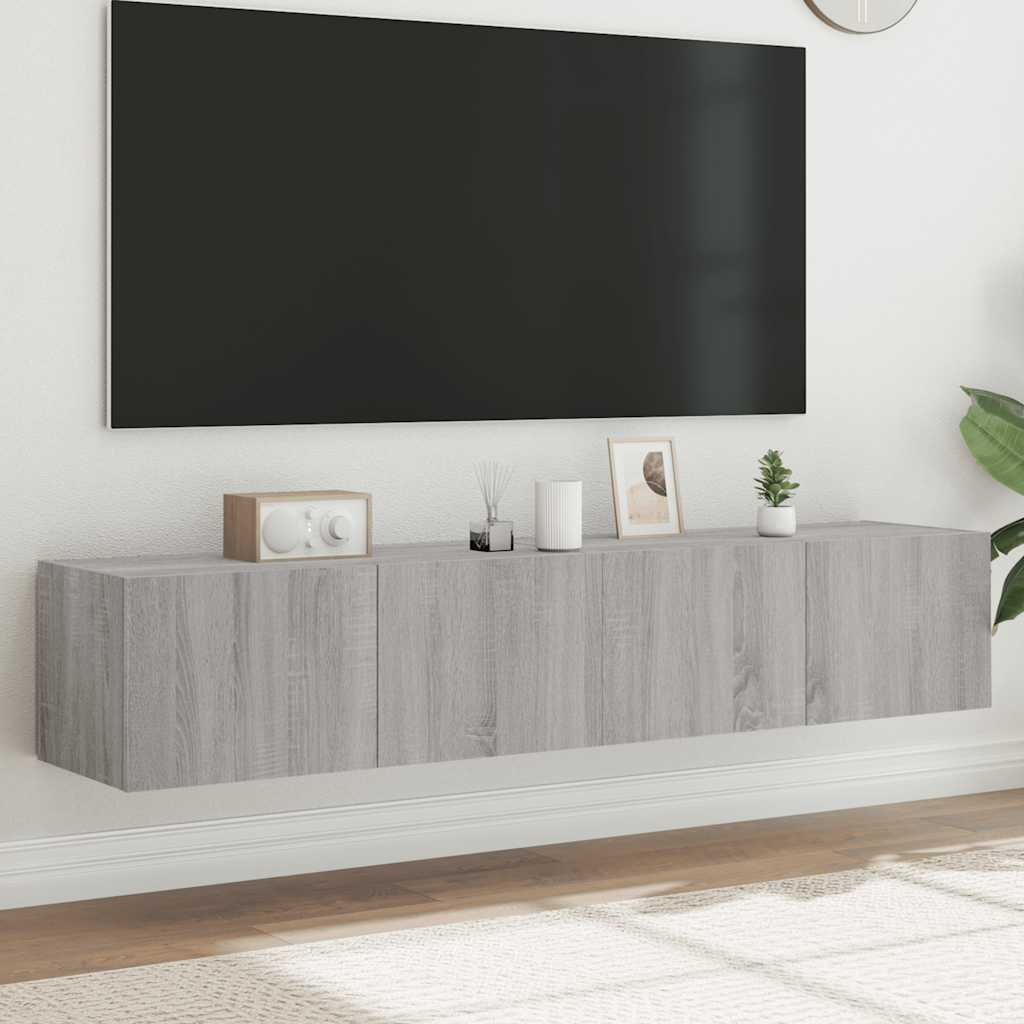 Έπιπλα Τοίχου Τηλ. με LED 2 Τεμ. Γκρι Sonoma 80x35x31 εκ. - Pakobazaar