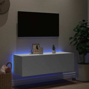 Έπιπλο Τοίχου Τηλεόρασης με LED Λευκό 100x35x31 εκ. - Pakobazaar
