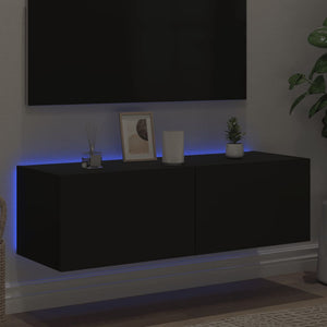 Έπιπλο Τοίχου Τηλεόρασης με LED Μαύρο 100x35x31 εκ.
