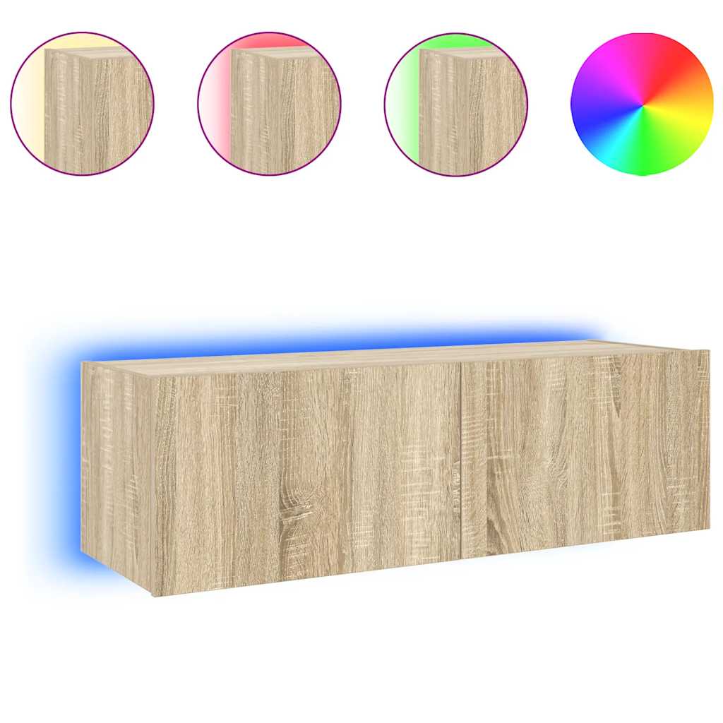 Έπιπλο Τοίχου Τηλεόρασης με LED Sonoma Δρυς 100x35x31 εκ. - Pakobazaar