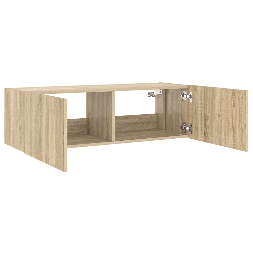 Έπιπλο Τοίχου Τηλεόρασης με LED Sonoma Δρυς 100x35x31 εκ. - Pakobazaar