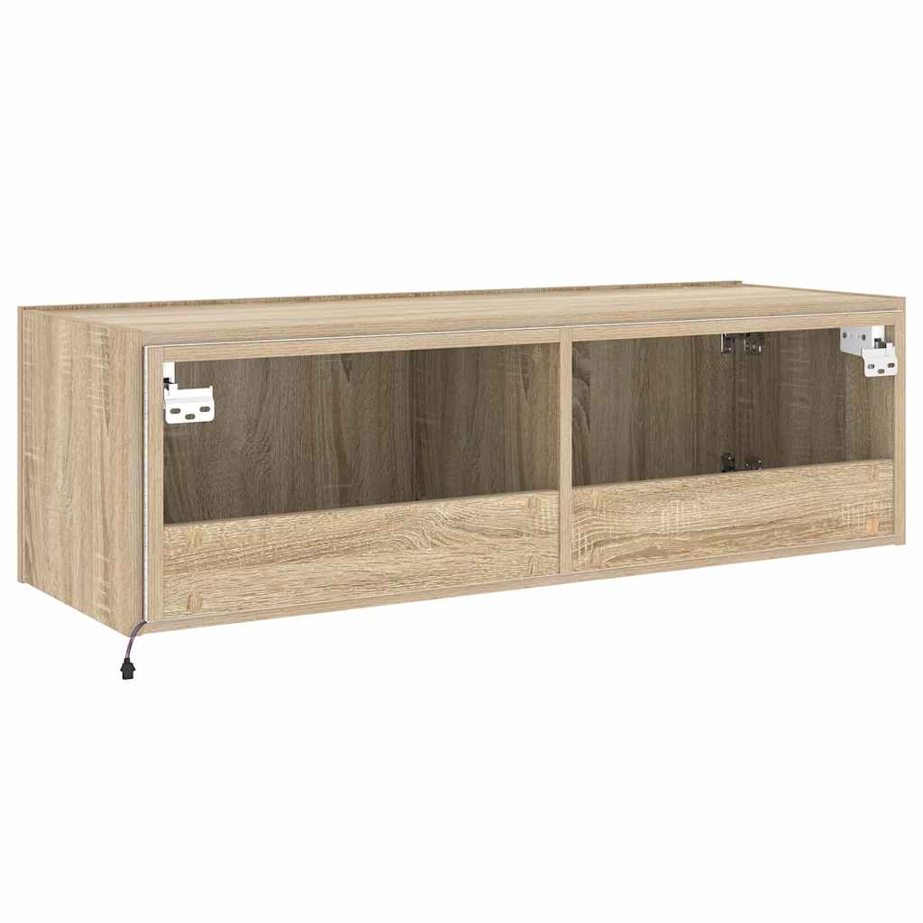 Έπιπλο Τοίχου Τηλεόρασης με LED Sonoma Δρυς 100x35x31 εκ. - Pakobazaar