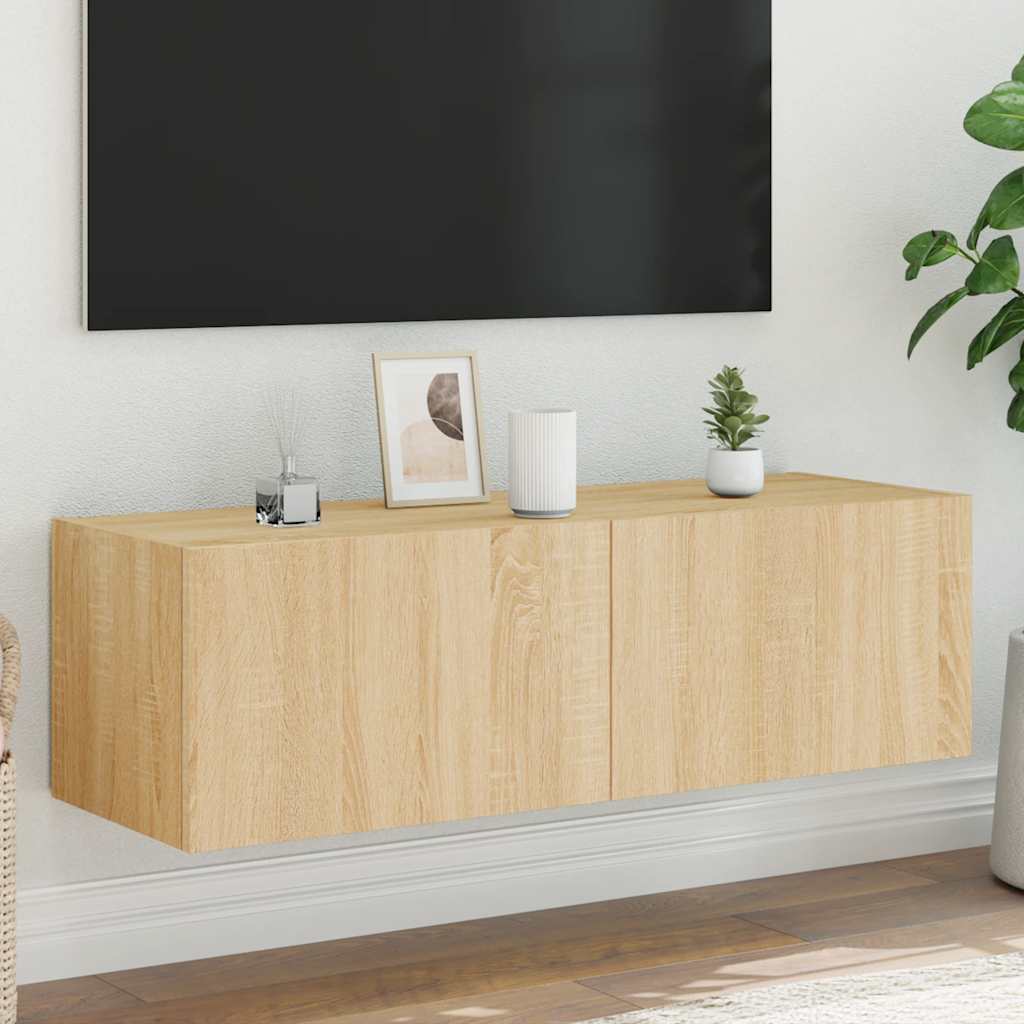 Έπιπλο Τοίχου Τηλεόρασης με LED Sonoma Δρυς 100x35x31 εκ. - Pakobazaar