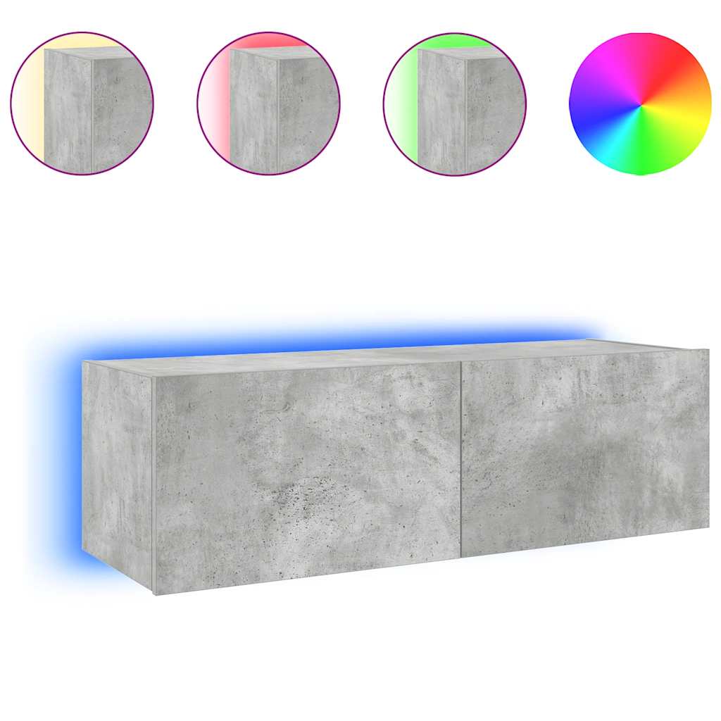 Έπιπλο Τηλεόρασης με LED Γκρι Σκυροδέματος 100x35x31 εκ. - Pakobazaar