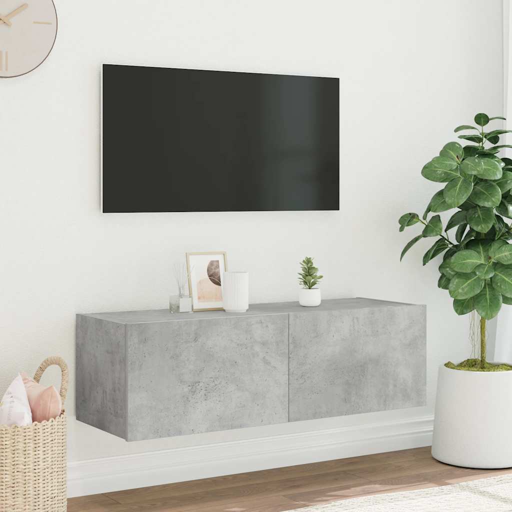 Έπιπλο Τηλεόρασης με LED Γκρι Σκυροδέματος 100x35x31 εκ. - Pakobazaar