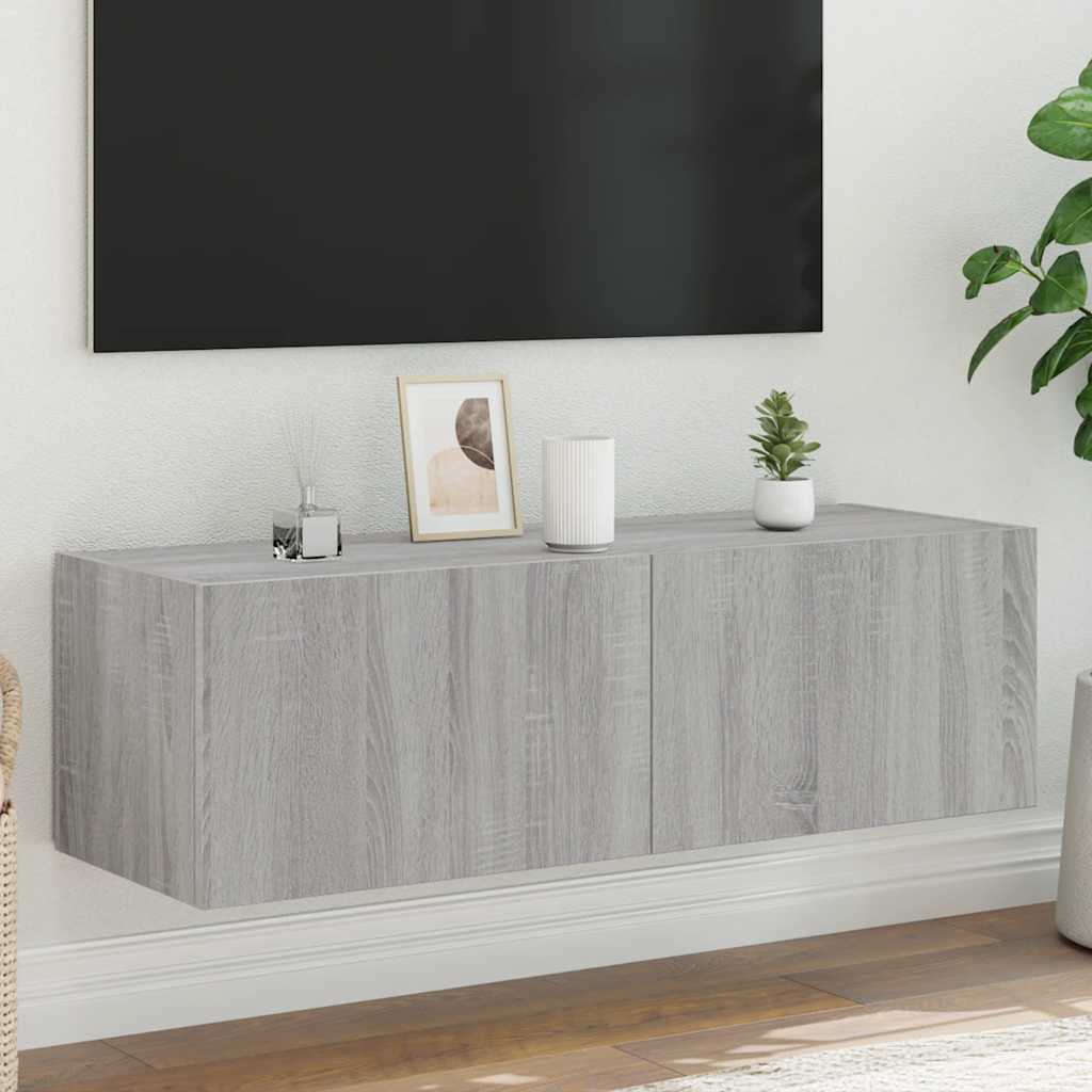 Έπιπλο Τοίχου Τηλεόρασης με LED Γκρι Sonoma 100x35x31 εκ. - Pakobazaar