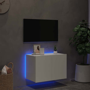Έπιπλο Τοίχου Τηλεόρασης με LED Λευκό 60x35x41 εκ.