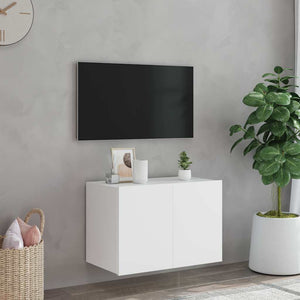Έπιπλο Τοίχου Τηλεόρασης με LED Λευκό 60x35x41 εκ.