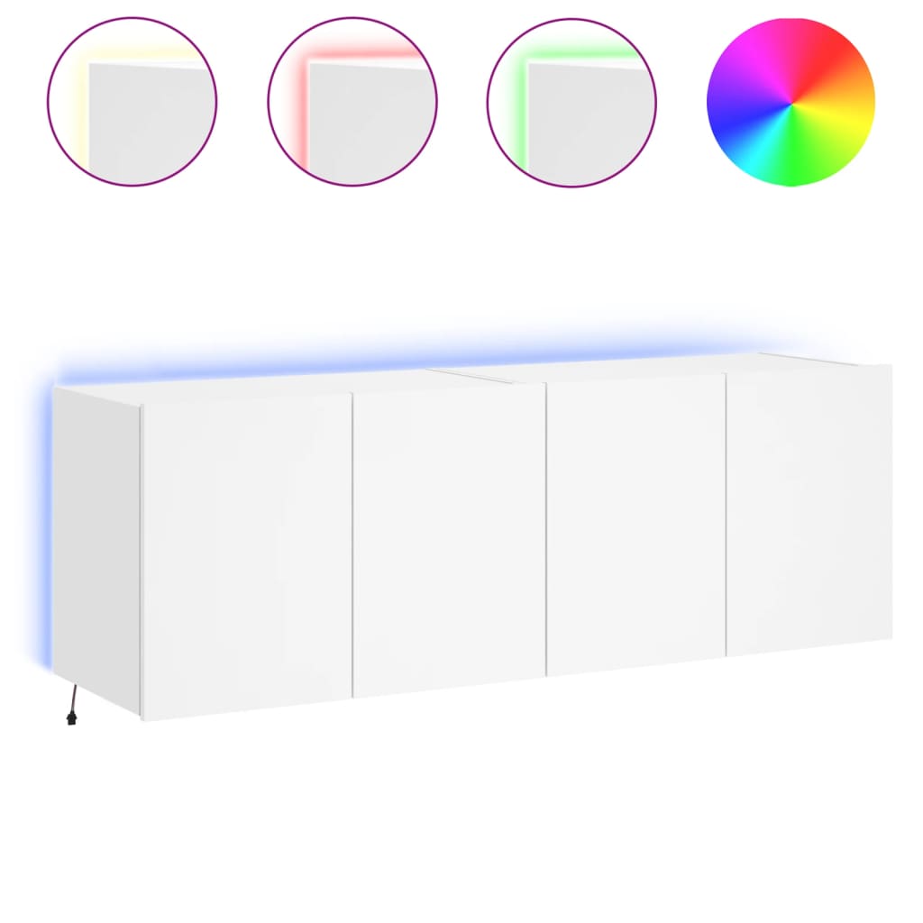 Έπιπλα Τοίχου Τηλεόρασης με LED 2 Τεμ. Λευκά 60x35x41 εκ. - Pakobazaar