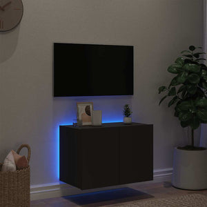 Έπιπλο Τοίχου Τηλεόρασης με LED Μαύρο 60x35x41 εκ.