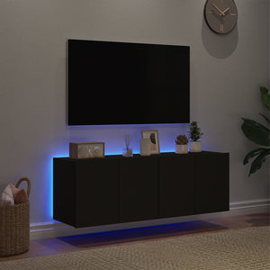Έπιπλα Τοίχου Τηλεόρασης με LED 2 Τεμ. Μαύρα 60x35x41 εκ.