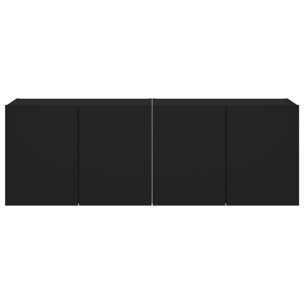 Έπιπλα Τοίχου Τηλεόρασης με LED 2 Τεμ. Μαύρα 60x35x41 εκ.