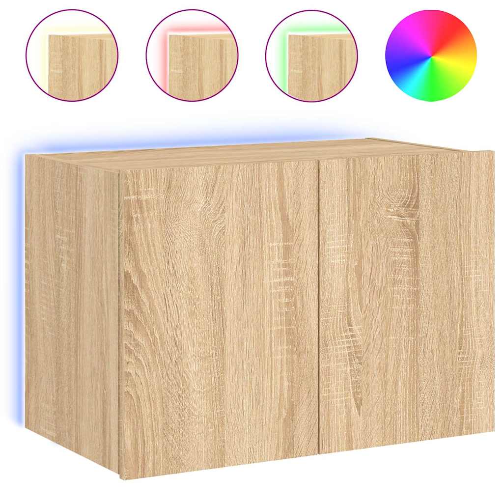 Έπιπλο Τοίχου Τηλεόρασης με LED Sonoma Δρυς 60x35x41 εκ.