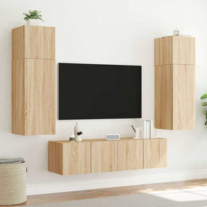 Έπιπλο Τοίχου Τηλεόρασης με LED Sonoma Δρυς 60x35x41 εκ.