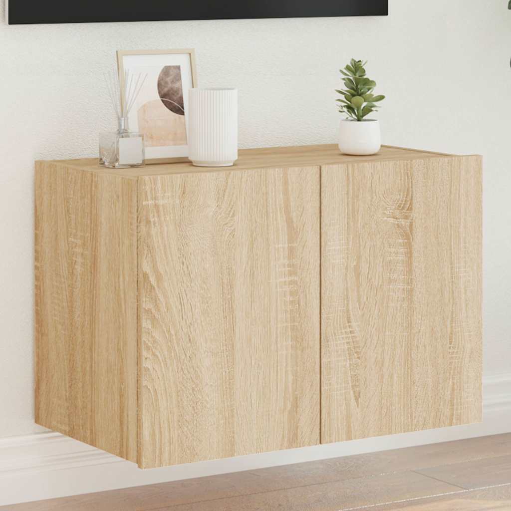 Έπιπλο Τοίχου Τηλεόρασης με LED Sonoma Δρυς 60x35x41 εκ.