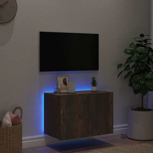 Έπιπλο Τοίχου Τηλεόρασης με LED Καπνιστή Δρυς 60x35x41 εκ. - Pakobazaar