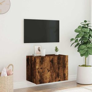 Έπιπλο Τοίχου Τηλεόρασης με LED Καπνιστή Δρυς 60x35x41 εκ. - Pakobazaar