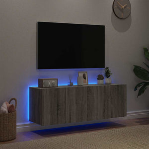 Έπιπλα Τοίχου Τηλ. με LED 2 Τεμ. Γκρι Sonoma 60x35x41 εκ. - Pakobazaar