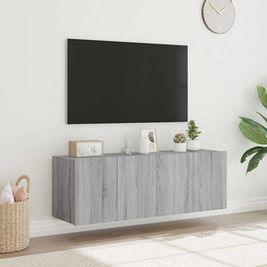 Έπιπλα Τοίχου Τηλ. με LED 2 Τεμ. Γκρι Sonoma 60x35x41 εκ. - Pakobazaar