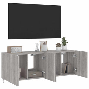 Έπιπλα Τοίχου Τηλ. με LED 2 Τεμ. Γκρι Sonoma 60x35x41 εκ. - Pakobazaar