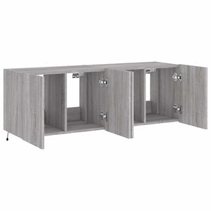 Έπιπλα Τοίχου Τηλ. με LED 2 Τεμ. Γκρι Sonoma 60x35x41 εκ. - Pakobazaar