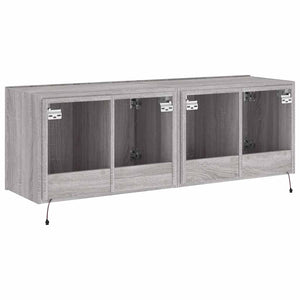 Έπιπλα Τοίχου Τηλ. με LED 2 Τεμ. Γκρι Sonoma 60x35x41 εκ. - Pakobazaar