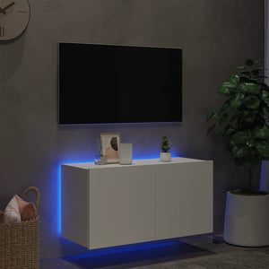 Έπιπλο Τοίχου Τηλεόρασης με LED Λευκό 80x35x41 εκ. - Pakobazaar