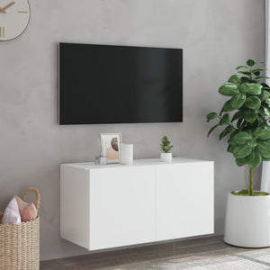 Έπιπλο Τοίχου Τηλεόρασης με LED Λευκό 80x35x41 εκ. - Pakobazaar