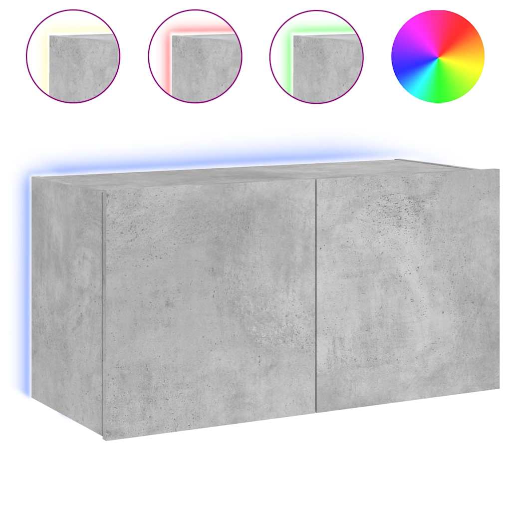 Έπιπλο Τηλεόρασης με LED Γκρι Σκυροδέματος 80x35x41 εκ.