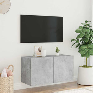 Έπιπλο Τηλεόρασης με LED Γκρι Σκυροδέματος 80x35x41 εκ.