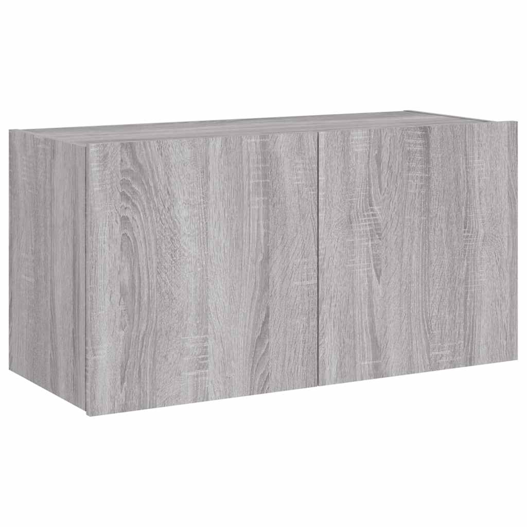 Έπιπλο Τοίχου Τηλεόρασης με LED Γκρι Sonoma 80x35x41 εκ. - Pakobazaar