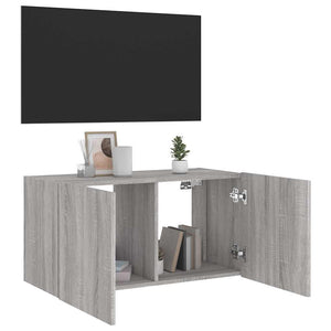 Έπιπλο Τοίχου Τηλεόρασης με LED Γκρι Sonoma 80x35x41 εκ. - Pakobazaar