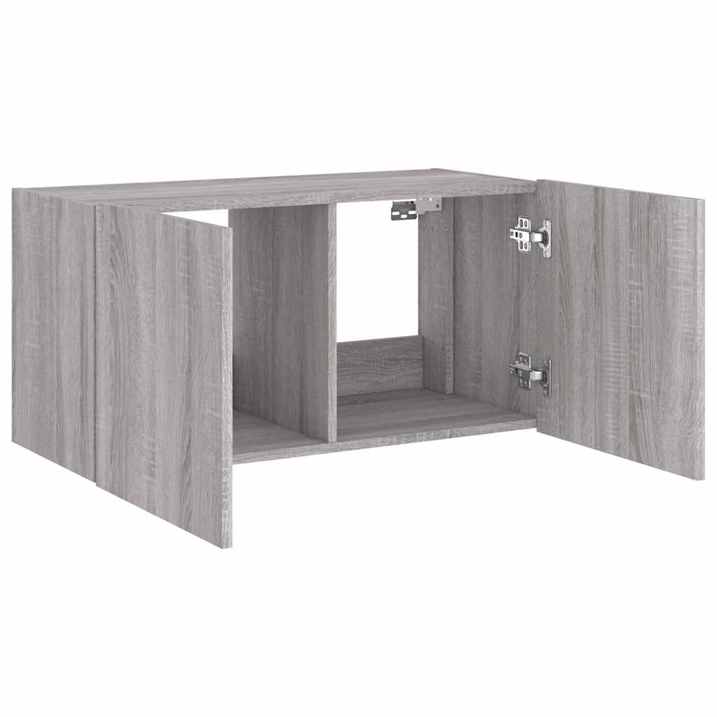 Έπιπλο Τοίχου Τηλεόρασης με LED Γκρι Sonoma 80x35x41 εκ. - Pakobazaar