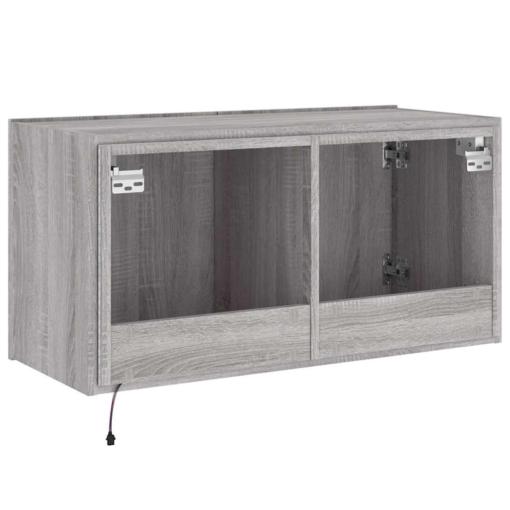 Έπιπλο Τοίχου Τηλεόρασης με LED Γκρι Sonoma 80x35x41 εκ. - Pakobazaar