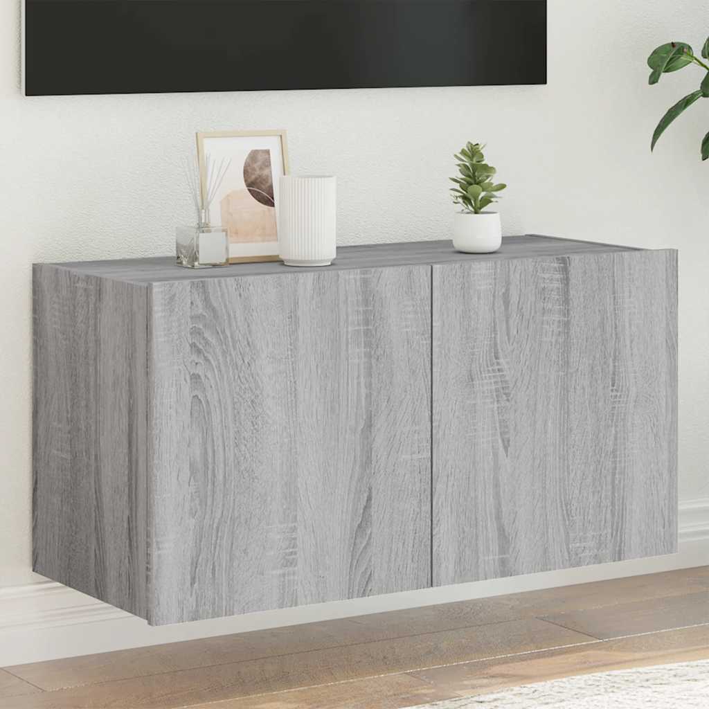 Έπιπλο Τοίχου Τηλεόρασης με LED Γκρι Sonoma 80x35x41 εκ. - Pakobazaar