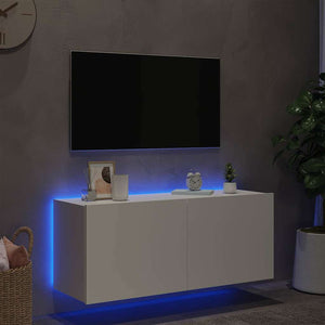 Έπιπλο Τοίχου Τηλεόρασης με LED Λευκό 100x35x41 εκ. - Pakobazaar