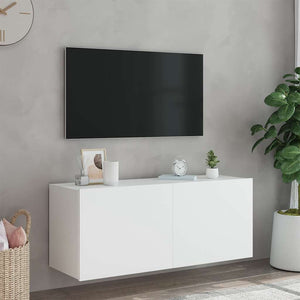 Έπιπλο Τοίχου Τηλεόρασης με LED Λευκό 100x35x41 εκ. - Pakobazaar