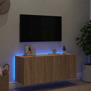 Έπιπλο Τοίχου Τηλεόρασης με LED Sonoma Δρυς 100x35x41 εκ. - Pakobazaar