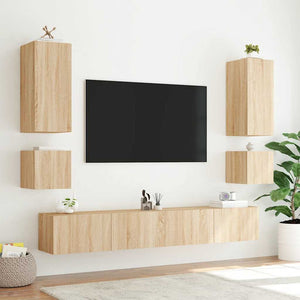 Έπιπλο Τοίχου Τηλεόρασης με LED Sonoma Δρυς 100x35x41 εκ. - Pakobazaar